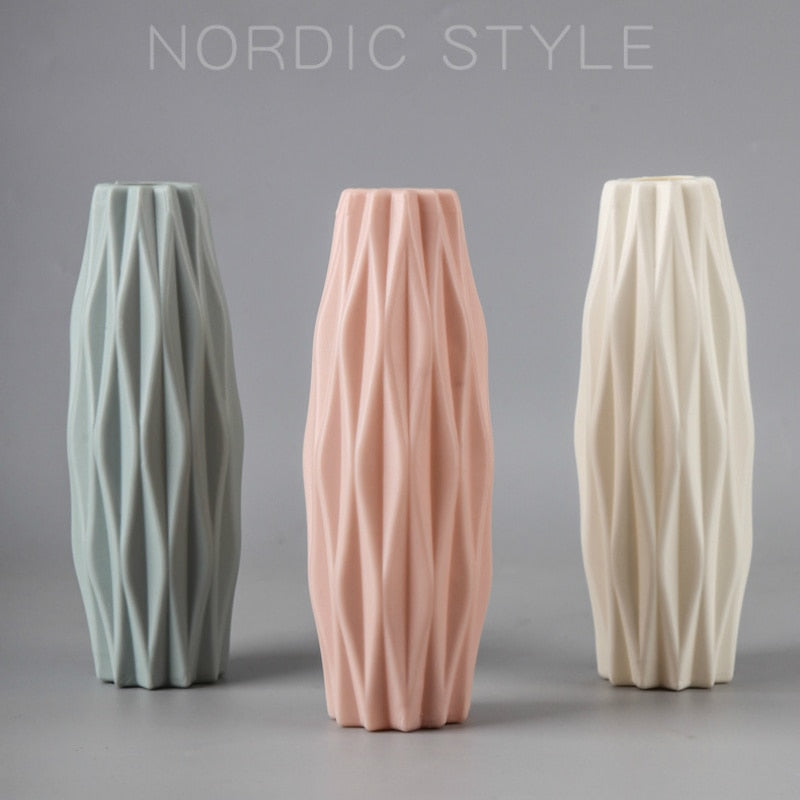 Flower Vase Decoration Home Plastic Vase White Imitation Ceramic Flower Pot Flower Basket Nordic Decoration Vases for Flowers