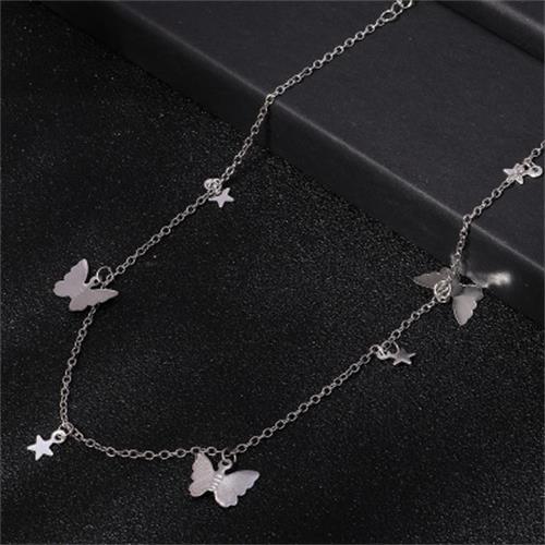 Gold Chain Butterfly Pendant Choker Necklace
