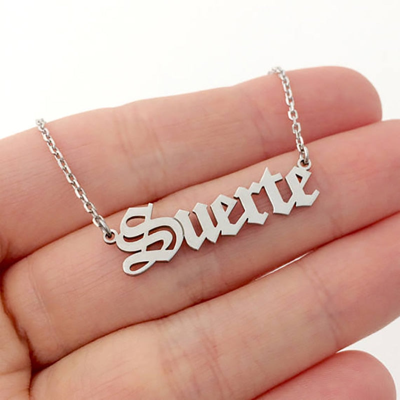 Stainless Old English Customized Nameplate Necklace