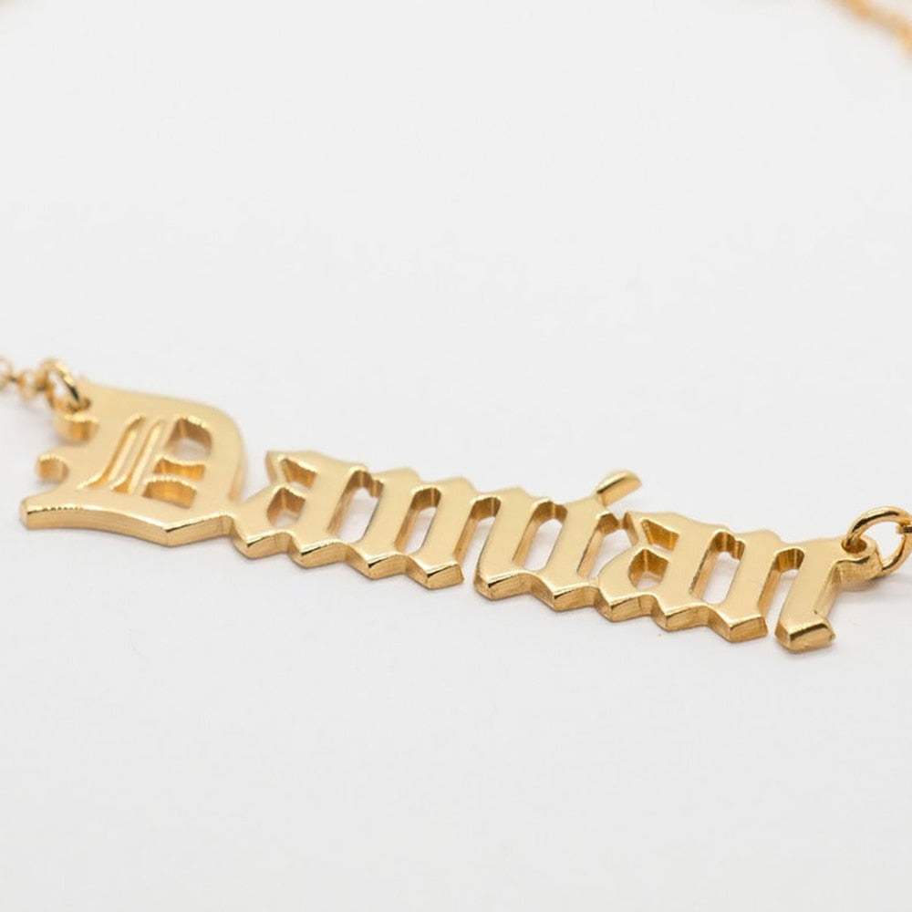 Stainless Old English Customized Nameplate Necklace