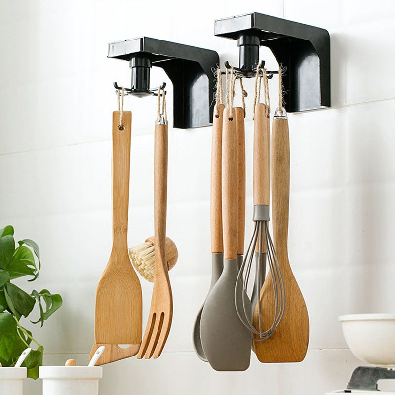 Spatula Spoon Hooks Rotating Storage Holder