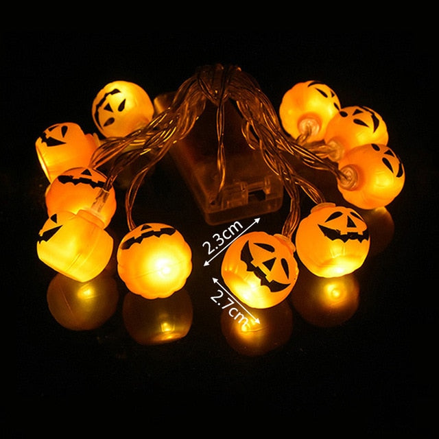 LED Halloween Pumpkin Ghost Skeletons Bat Spider String Decor Light