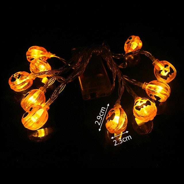 LED Halloween Pumpkin Ghost Skeletons Bat Spider String Decor Light