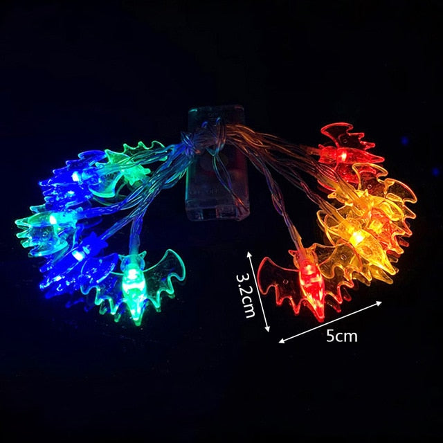 LED Halloween Pumpkin Ghost Skeletons Bat Spider String Decor Light