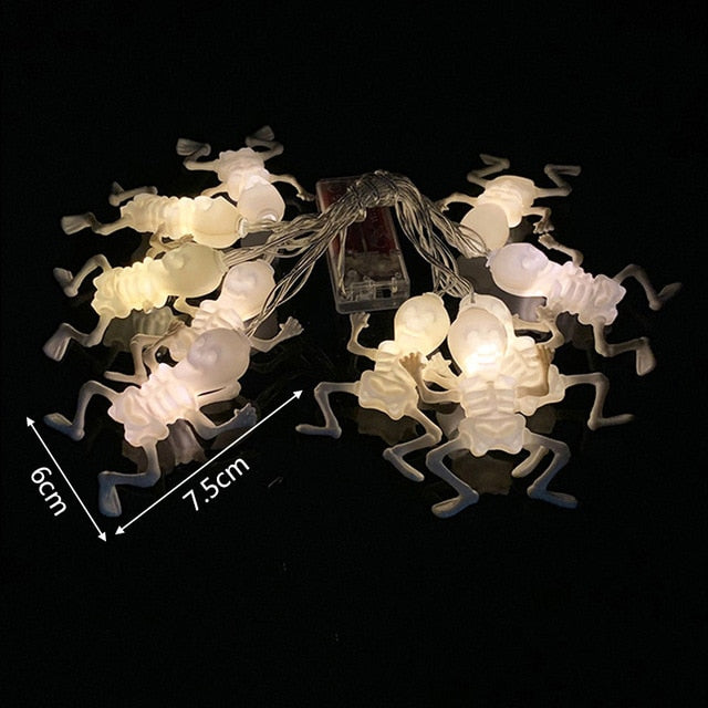 LED Halloween Pumpkin Ghost Skeletons Bat Spider String Decor Light