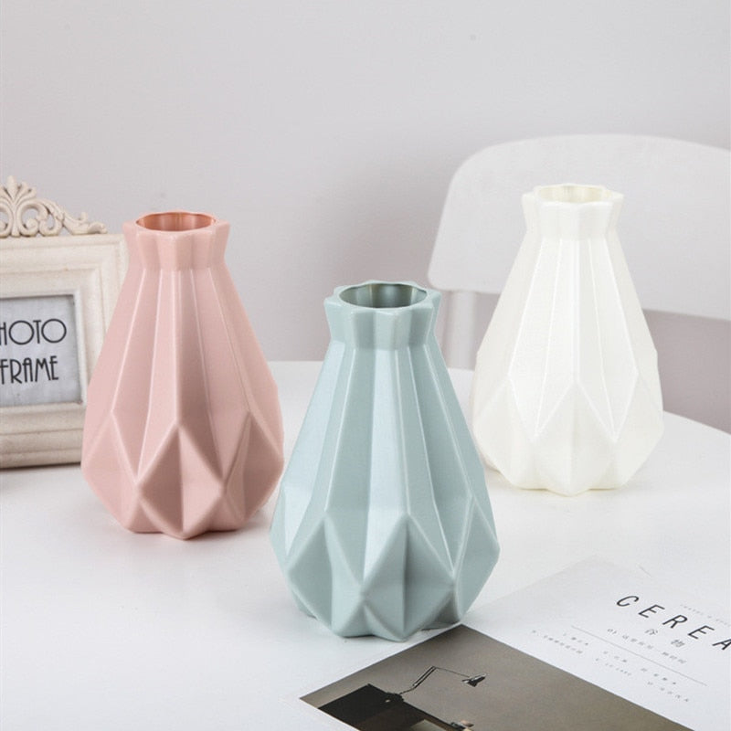 Flower Vase Decoration Home Plastic Vase White Imitation Ceramic Flower Pot Flower Basket Nordic Decoration  Vases for Flowers