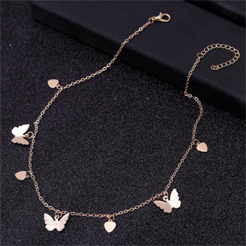 Gold Chain Butterfly Pendant Choker Necklace