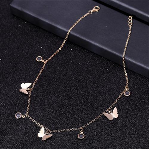 Gold Chain Butterfly Pendant Choker Necklace