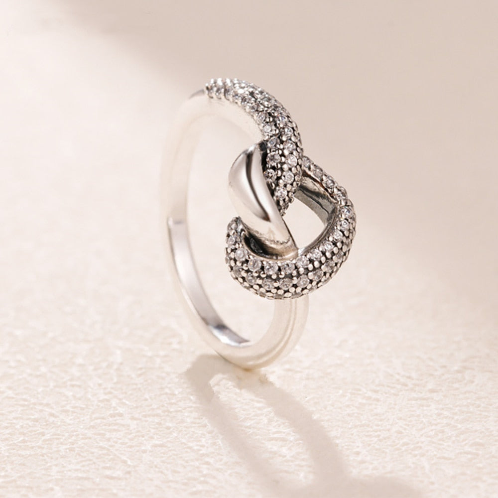 Silver Knotted Heart Ring