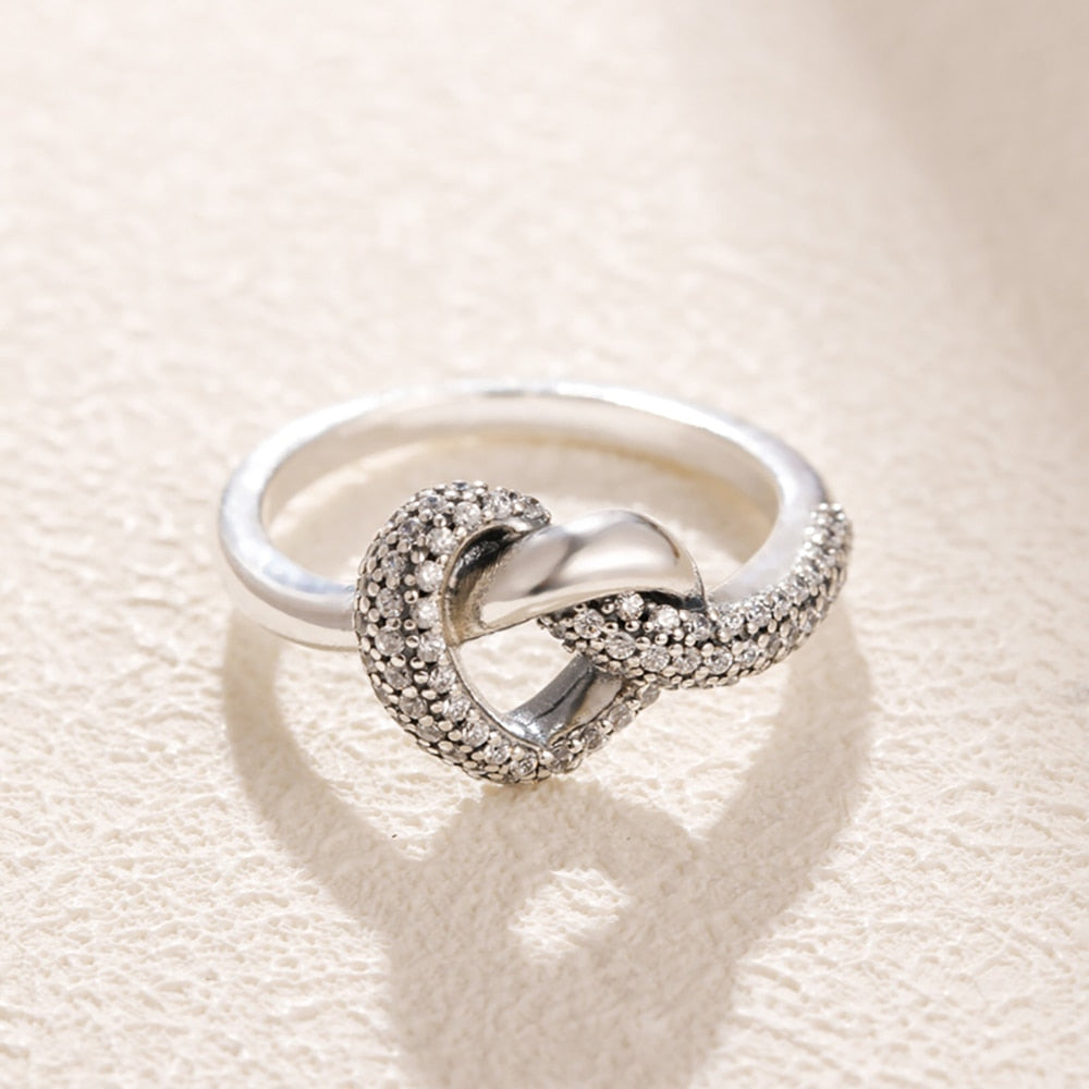 Silver Knotted Heart Ring