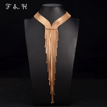 LongTassel Pendant Choker Collar